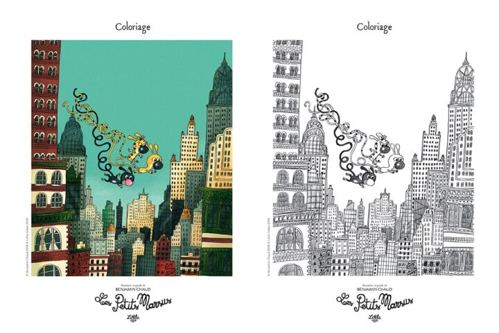 Coloriage Petits Marsus et la grande ville