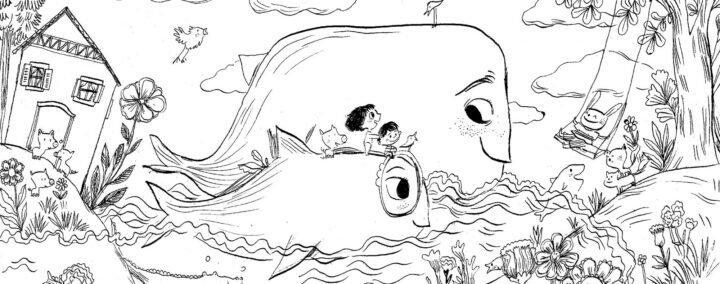 Coloriage – Taxi-baleine