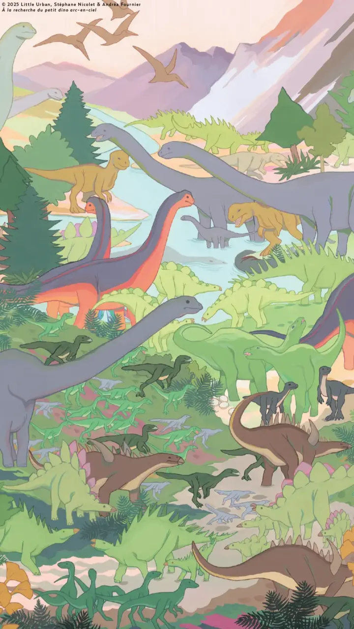 À la recherche du petit dino arc-en-ciel